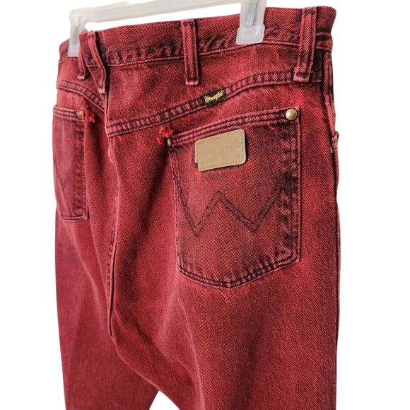 Wrangler Vintage Jeans For Men Size 36x30 Red Distressed Style - Picture 5 of 16